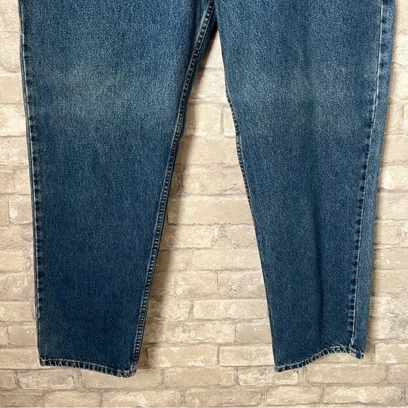 Carhartt Men's 42x32 Blue Jeans. Rigid Cotton. Leather Logo Patch On Back. Basic - Picture 7 of 9